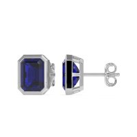 Bezel-Set Emerald Cut Stud Earrings