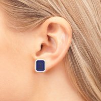 Bezel-Set Emerald Cut Stud Earrings