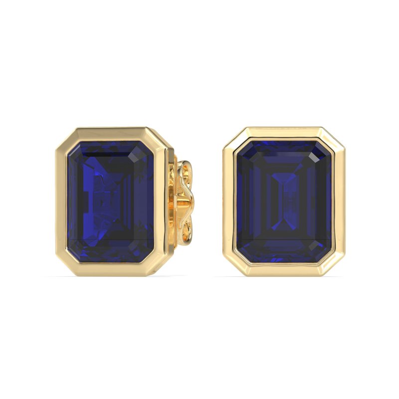 Bezel-Set Emerald Cut Stud Earrings