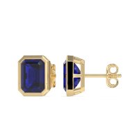 Bezel-Set Emerald Cut Stud Earrings