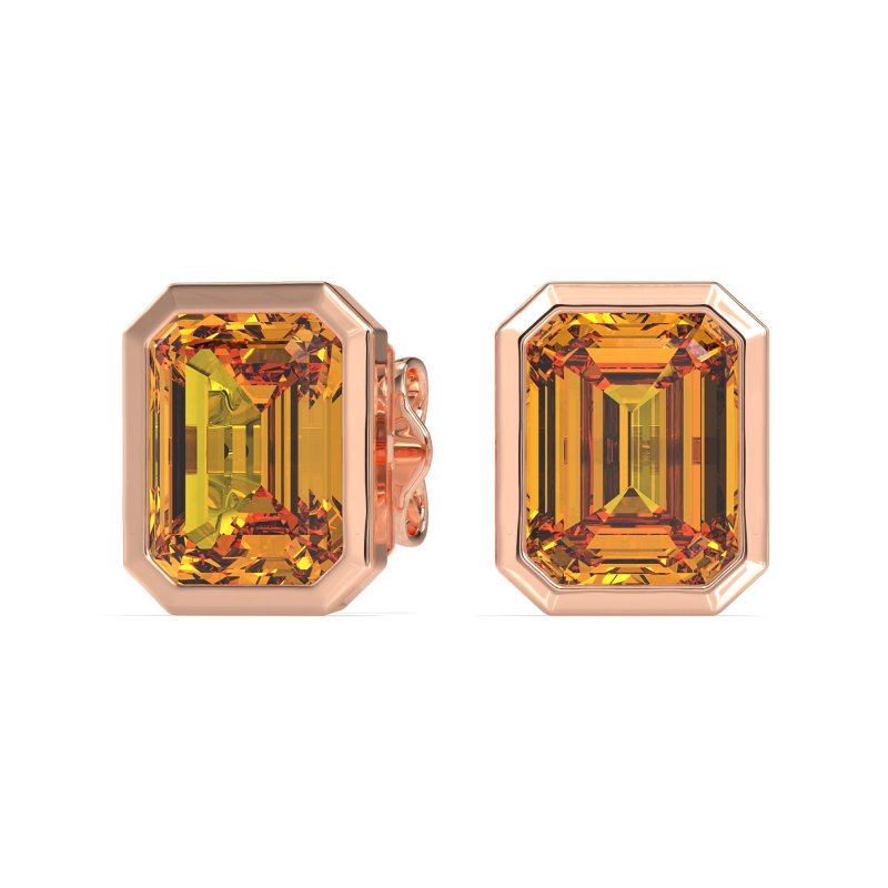 Bezel-Set Emerald Cut Stud Earrings
