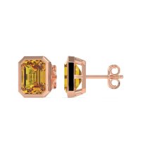 Bezel-Set Emerald Cut Stud Earrings