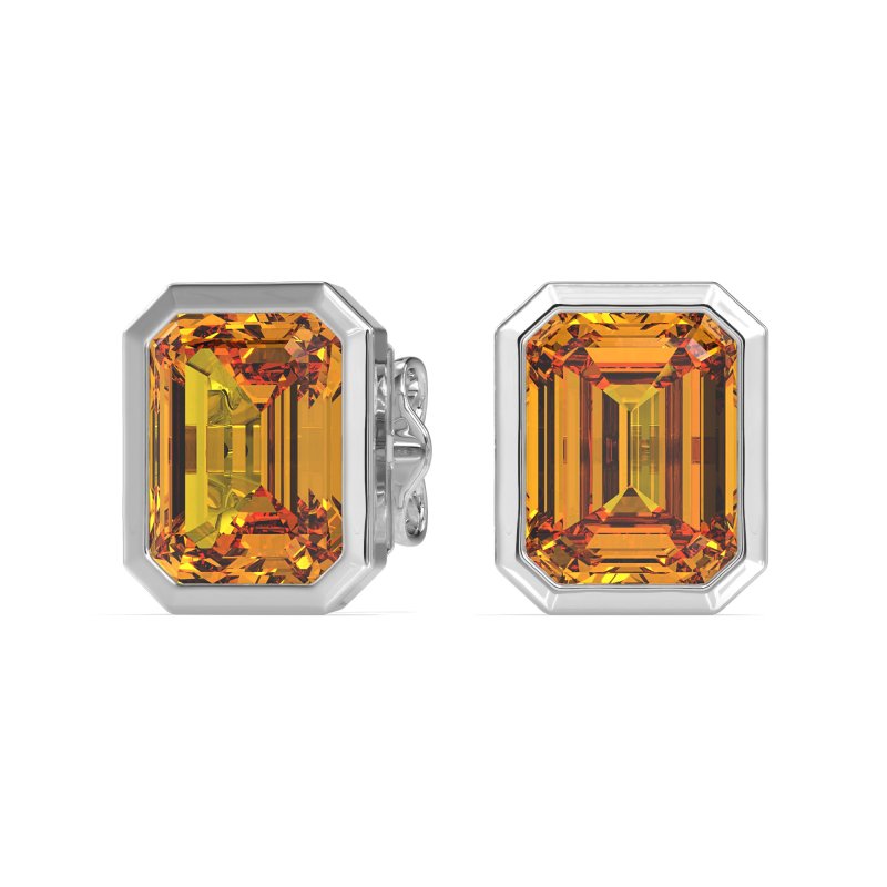 Bezel-Set Emerald Cut Stud Earrings