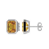 Bezel-Set Emerald Cut Stud Earrings