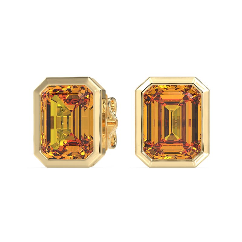 Bezel-Set Emerald Cut Stud Earrings