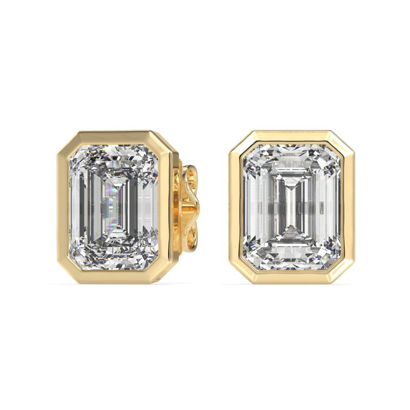 Bezel-Set Emerald Cut Stud Earrings