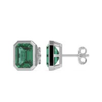 Bezel-Set Emerald Cut Stud Earrings
