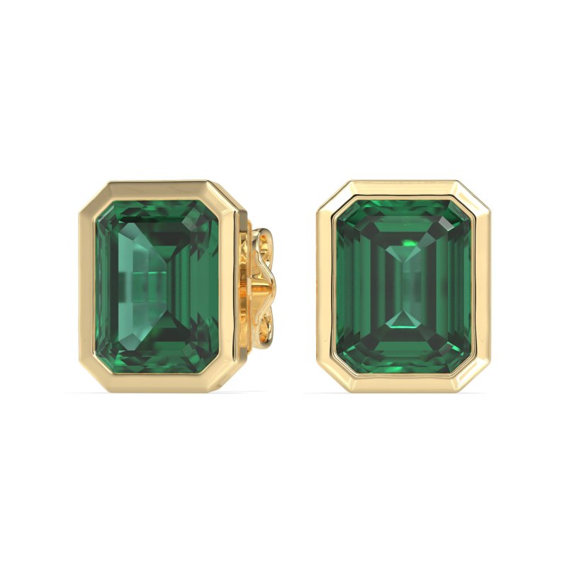 Bezel-Set Emerald Cut Stud Earrings