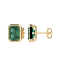 Bezel-Set Emerald Cut Stud Earrings