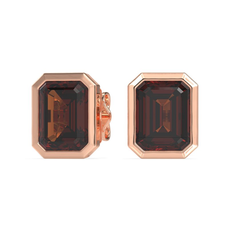 Bezel-Set Emerald Cut Stud Earrings