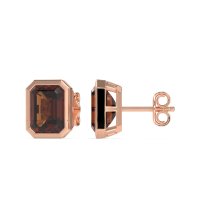 Bezel-Set Emerald Cut Stud Earrings