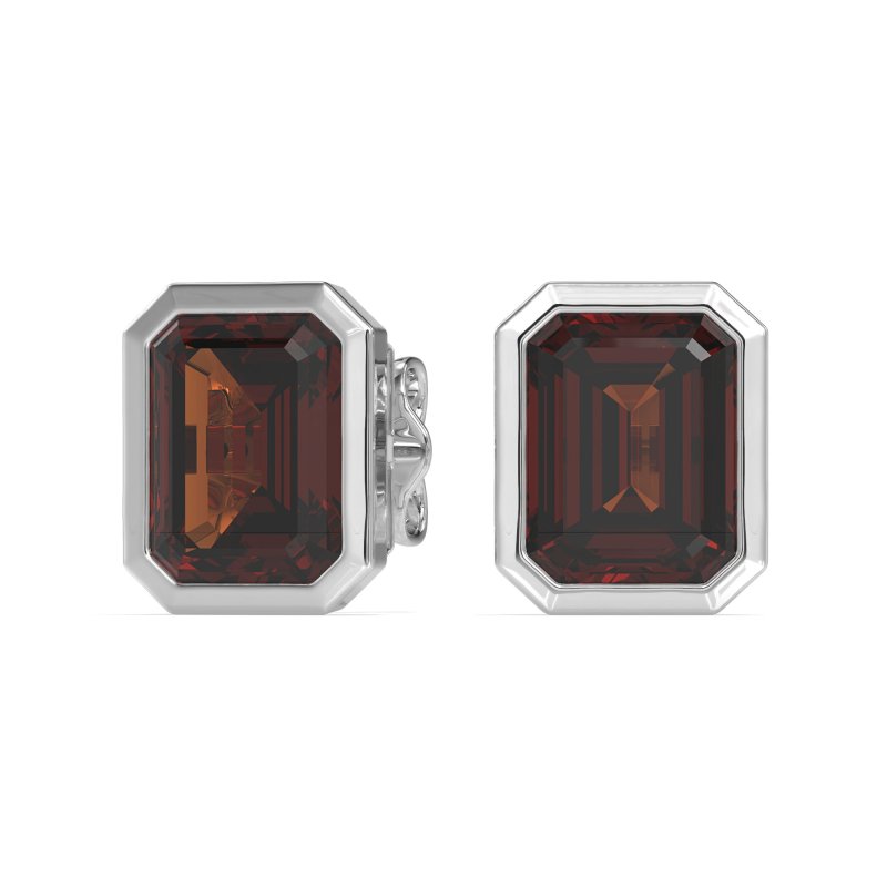 Bezel-Set Emerald Cut Stud Earrings