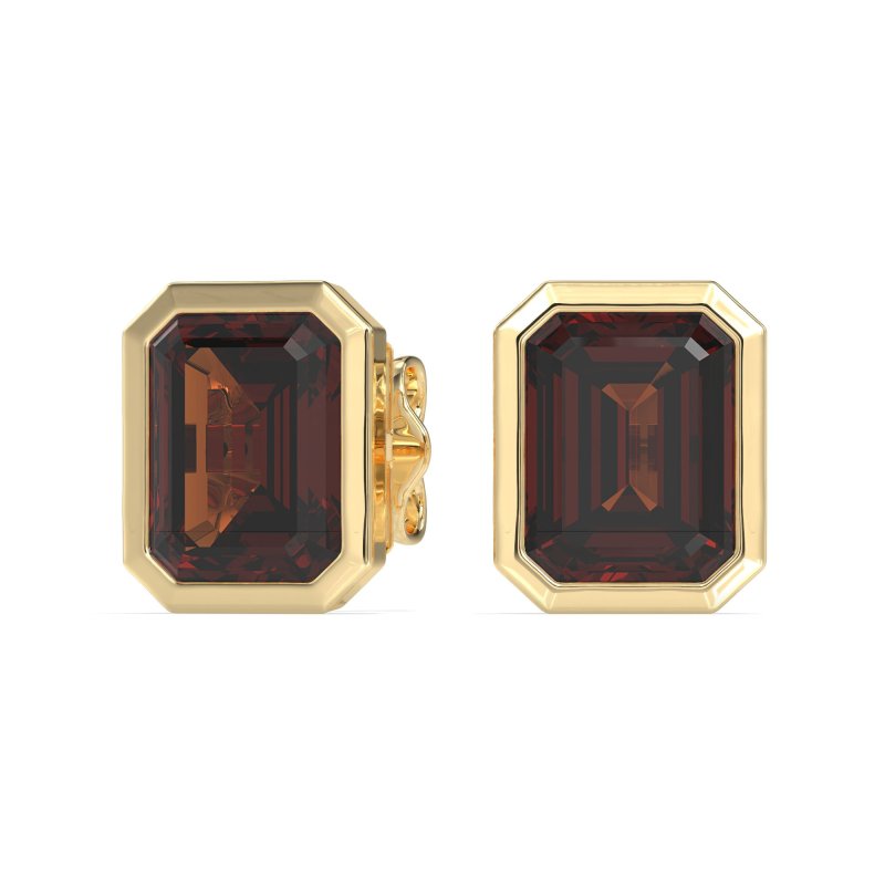 Bezel-Set Emerald Cut Stud Earrings