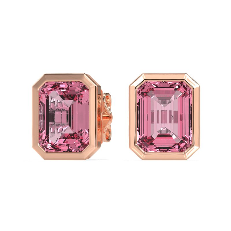 Bezel-Set Emerald Cut Stud Earrings