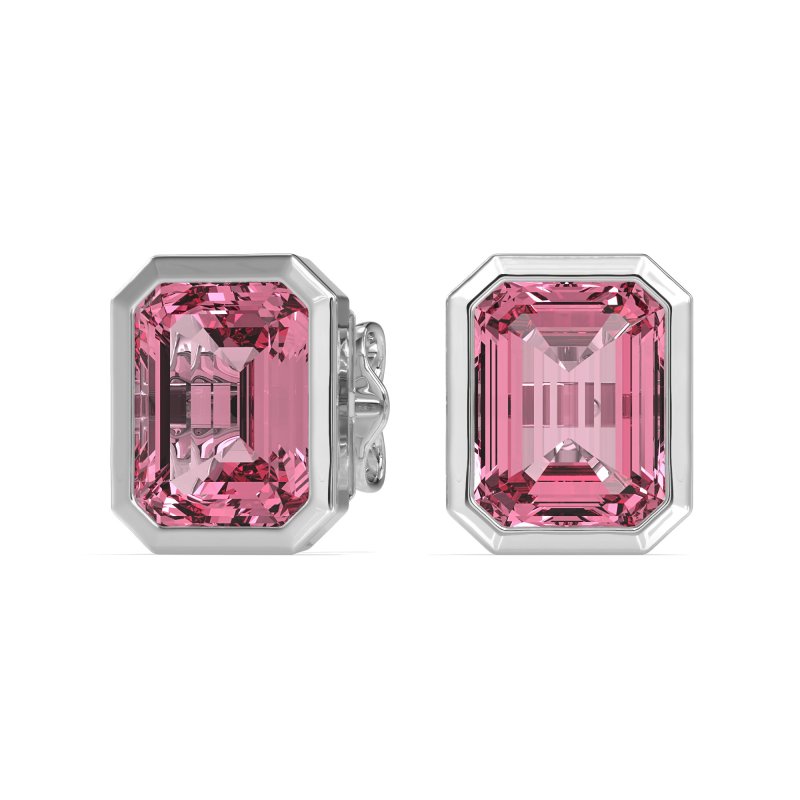 Bezel-Set Emerald Cut Stud Earrings