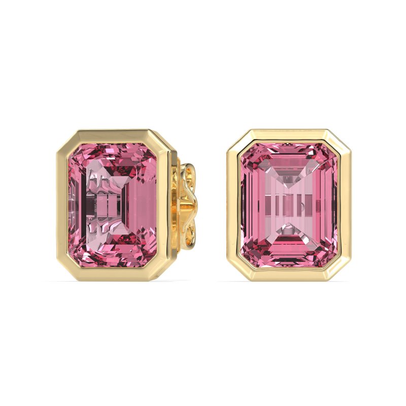 Bezel-Set Emerald Cut Stud Earrings