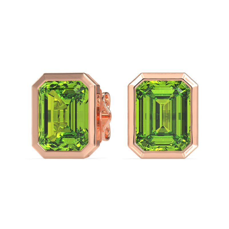Bezel-Set Emerald Cut Stud Earrings