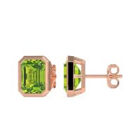 Bezel-Set Emerald Cut Stud Earrings