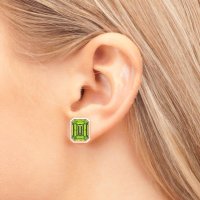 Bezel-Set Emerald Cut Stud Earrings