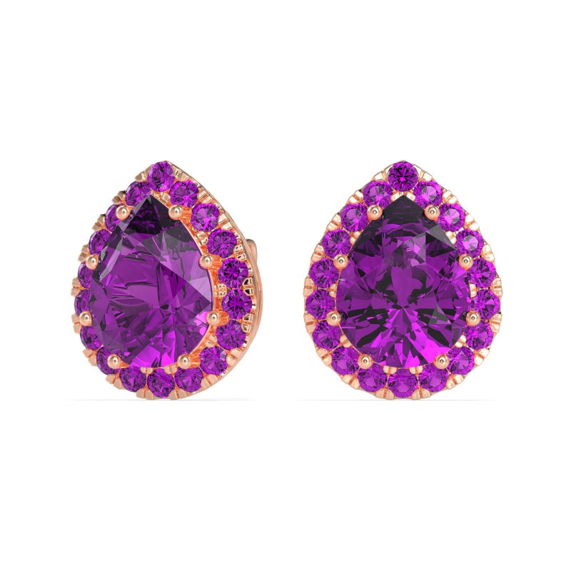 Classic Pear shape Halo Stud Earrings
