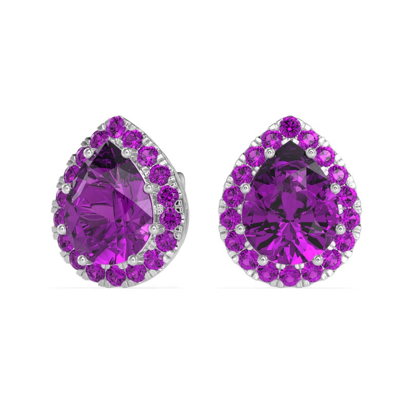 Classic Pear shape Halo Stud Earrings
