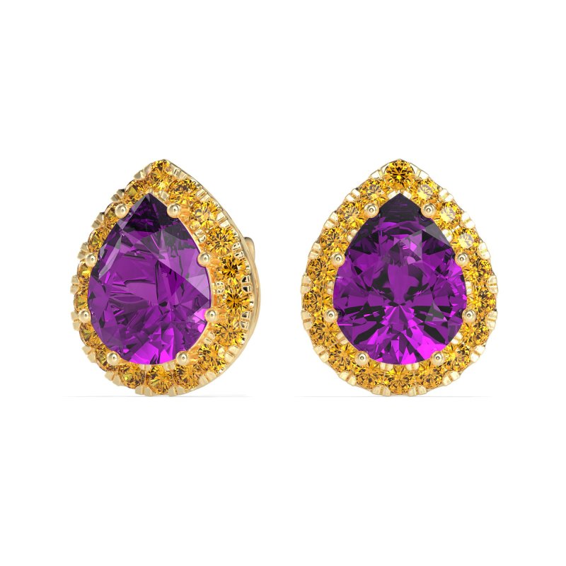 Classic Pear shape Halo Stud Earrings