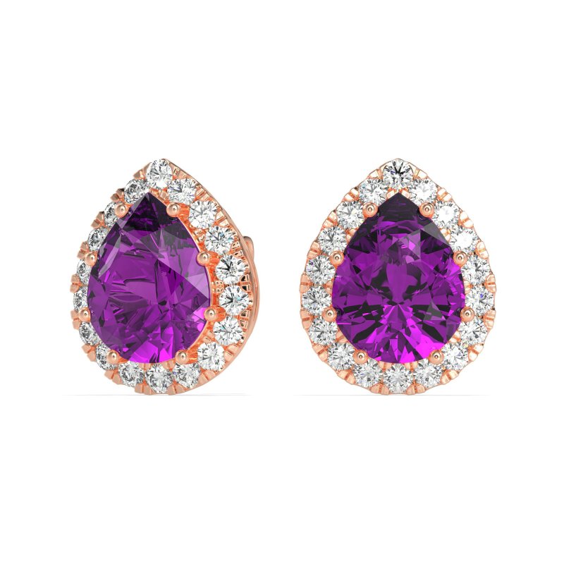 Classic Pear shape Halo Stud Earrings