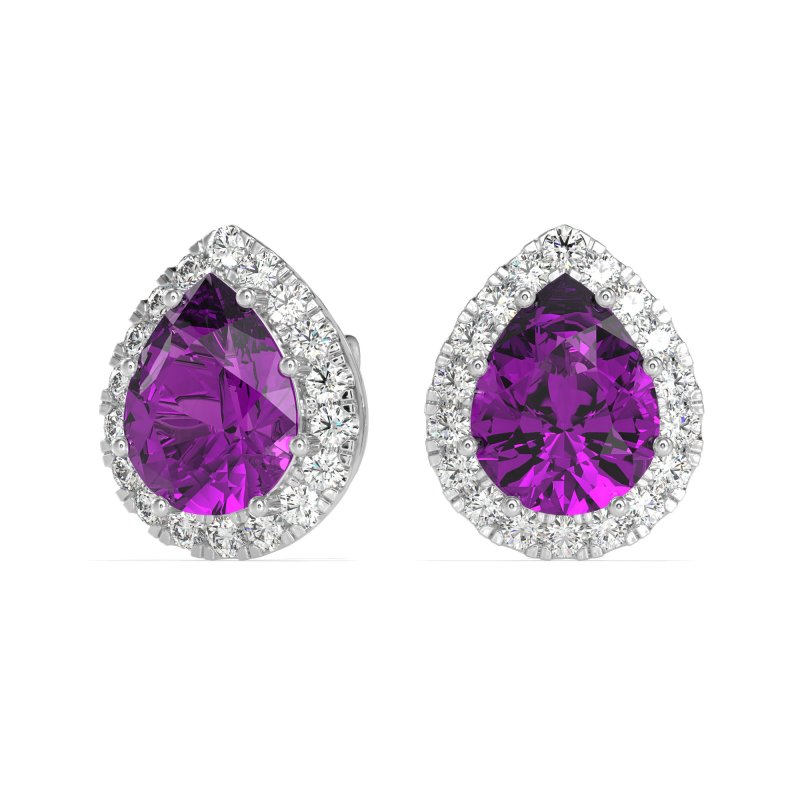 Classic Pear shape Halo Stud Earrings