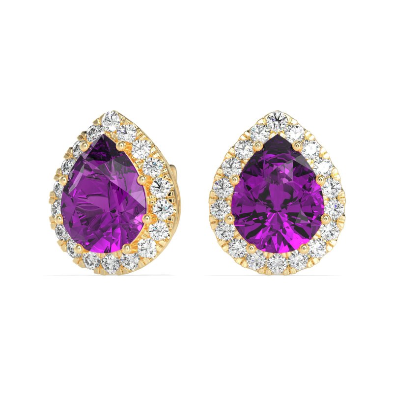 Classic Pear shape Halo Stud Earrings