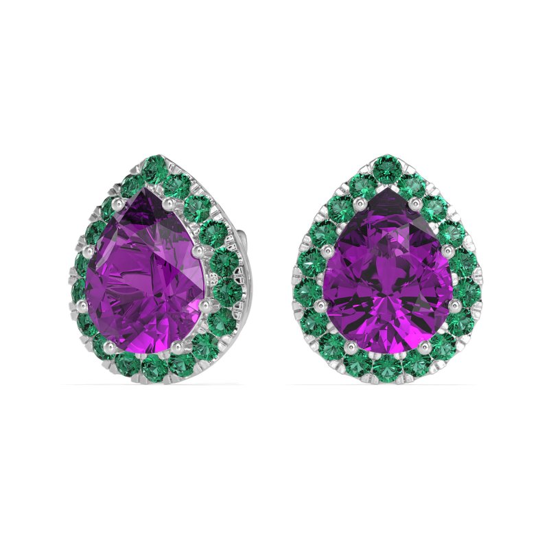 Classic Pear shape Halo Stud Earrings