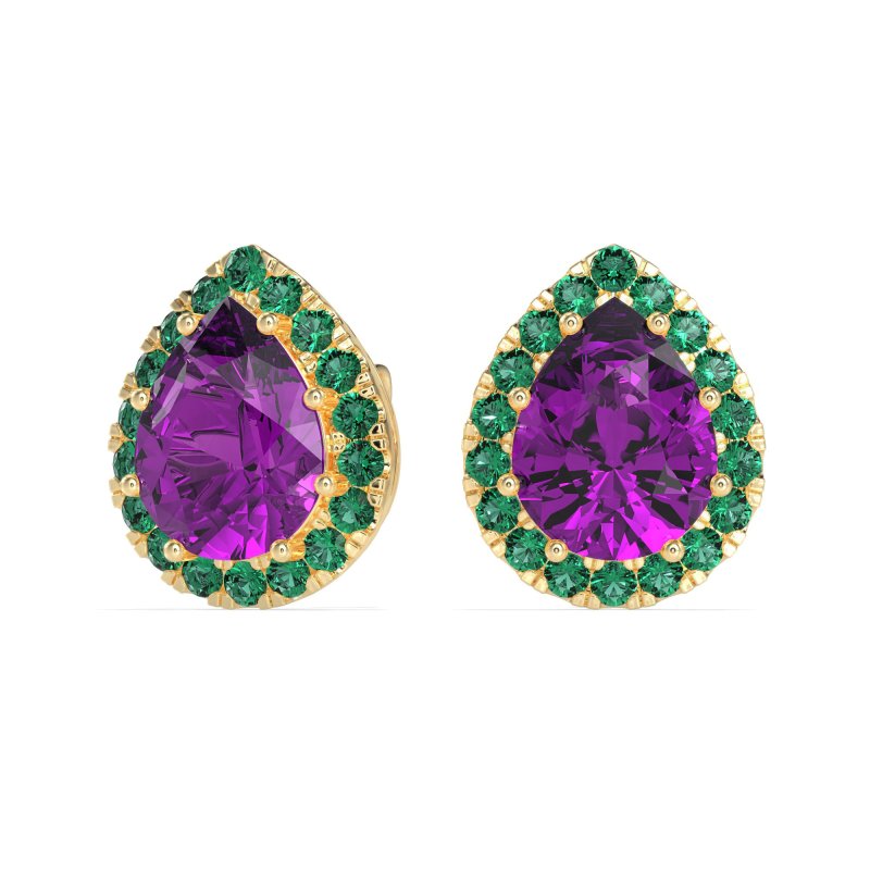 Classic Pear shape Halo Stud Earrings