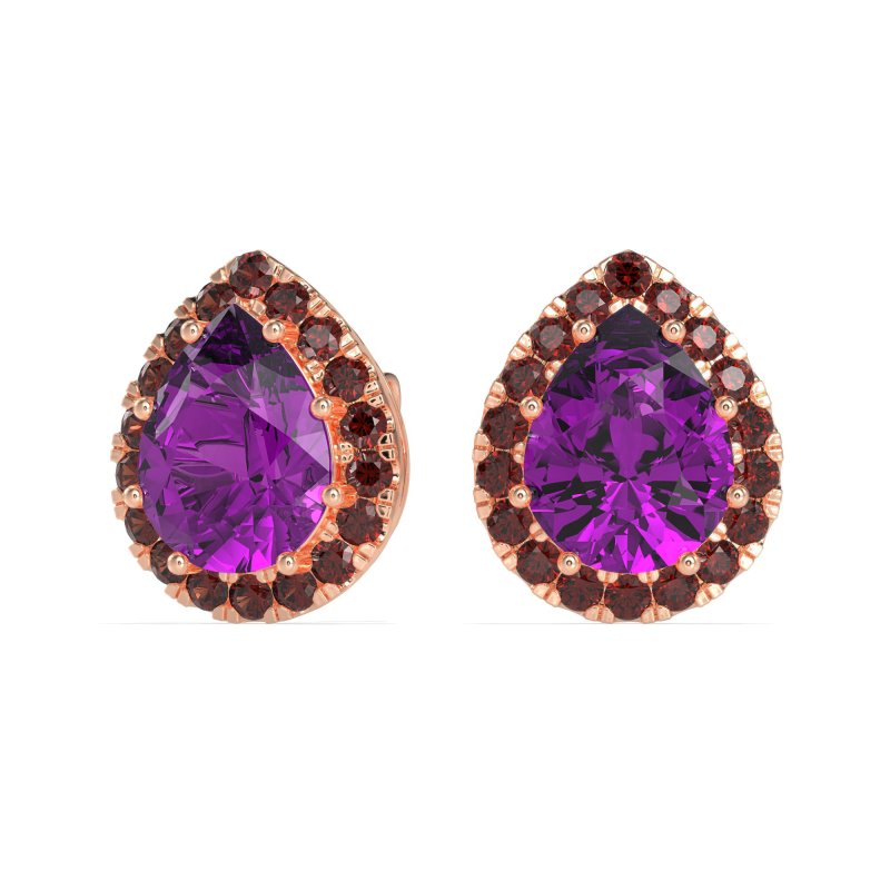 Classic Pear shape Halo Stud Earrings