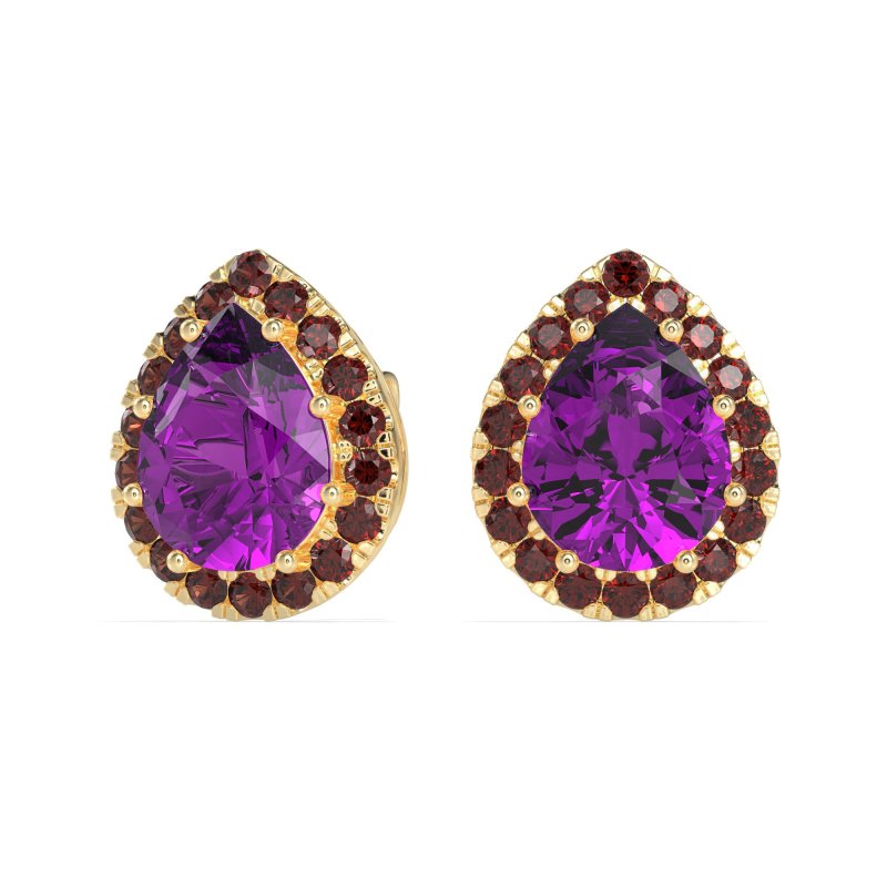 Classic Pear shape Halo Stud Earrings