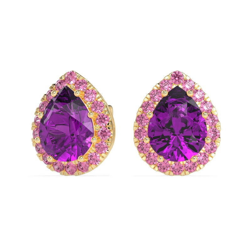 Classic Pear shape Halo Stud Earrings