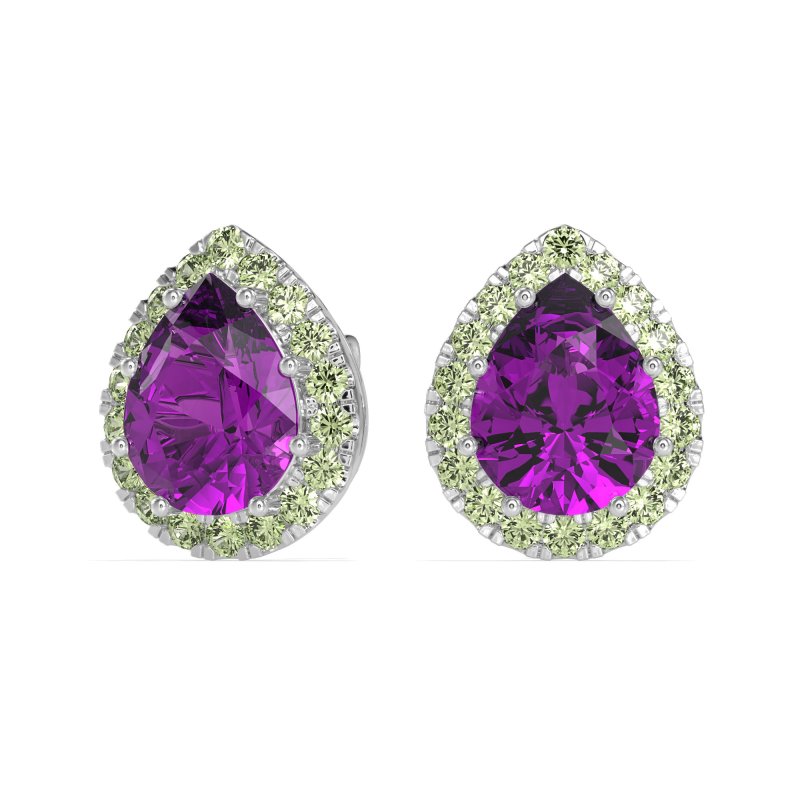 Classic Pear shape Halo Stud Earrings
