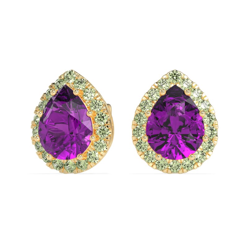 Classic Pear shape Halo Stud Earrings