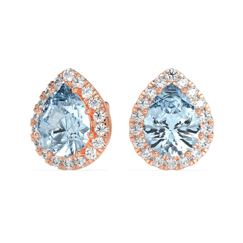 Classic Pear shape Halo Stud Earrings