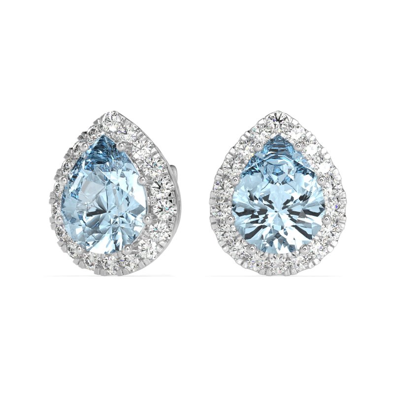 Classic Pear shape Halo Stud Earrings