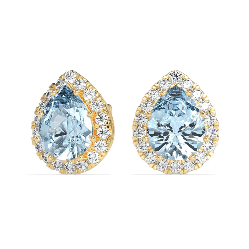 Classic Pear shape Halo Stud Earrings