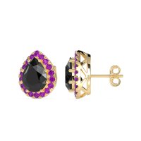 Classic Pear shape Halo Stud Earrings