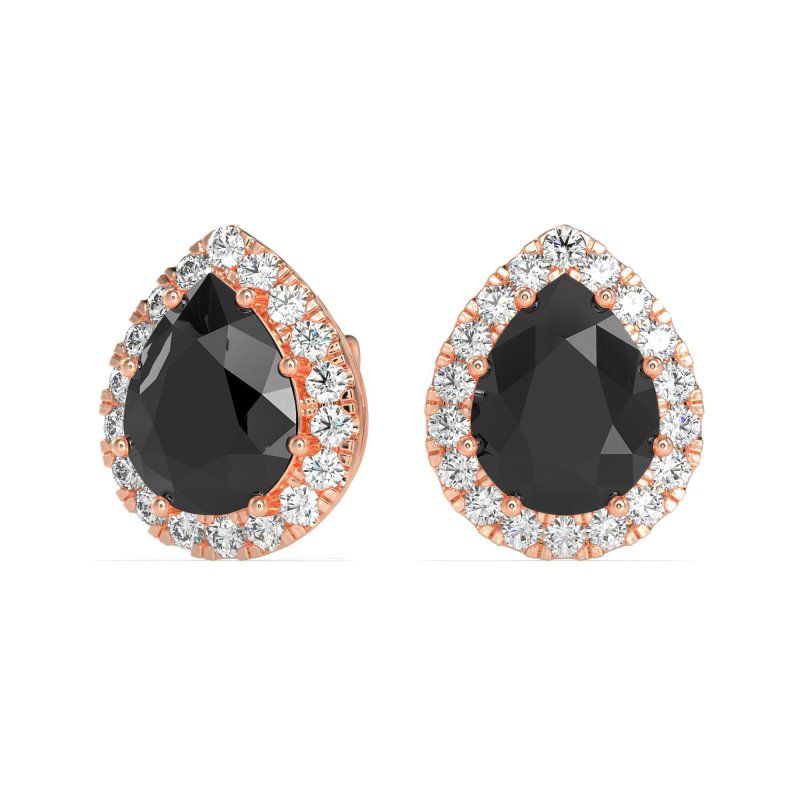 Classic Pear shape Halo Stud Earrings