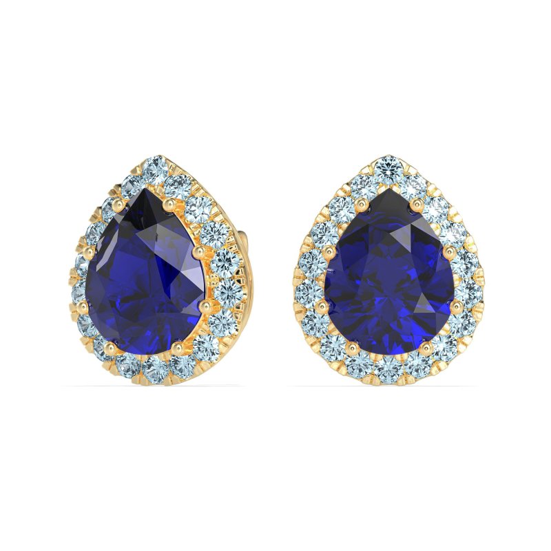 Classic Pear shape Halo Stud Earrings