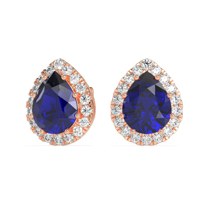 Classic Pear shape Halo Stud Earrings