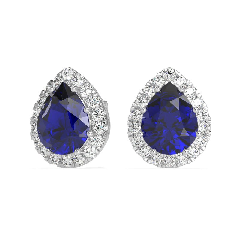 Classic Pear shape Halo Stud Earrings