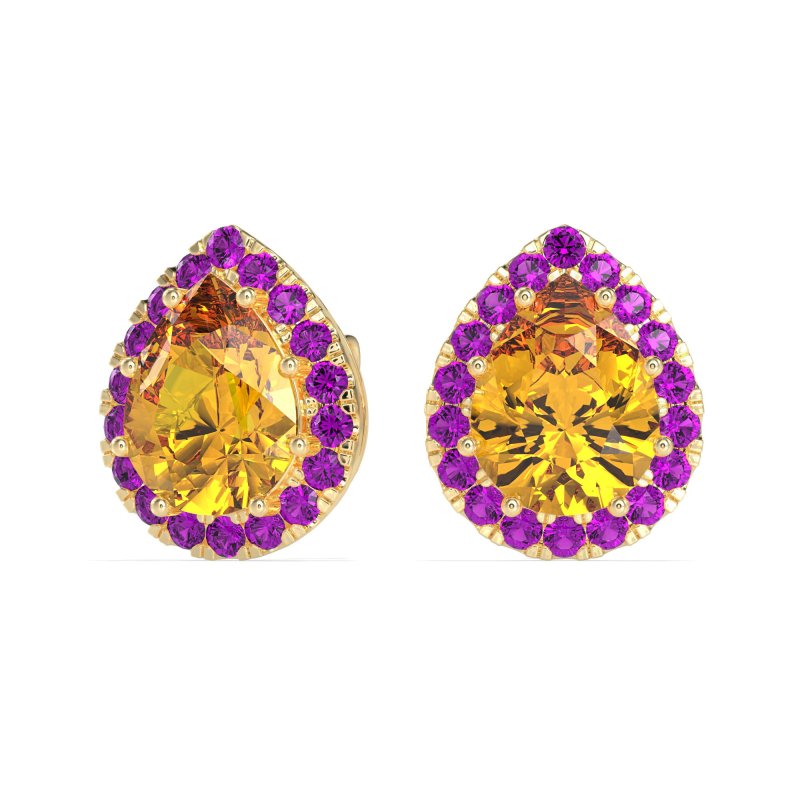 Classic Pear shape Halo Stud Earrings
