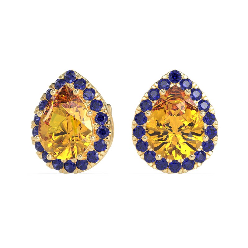 Classic Pear shape Halo Stud Earrings