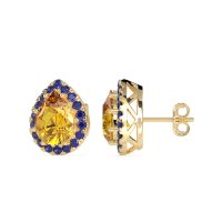 Classic Pear shape Halo Stud Earrings