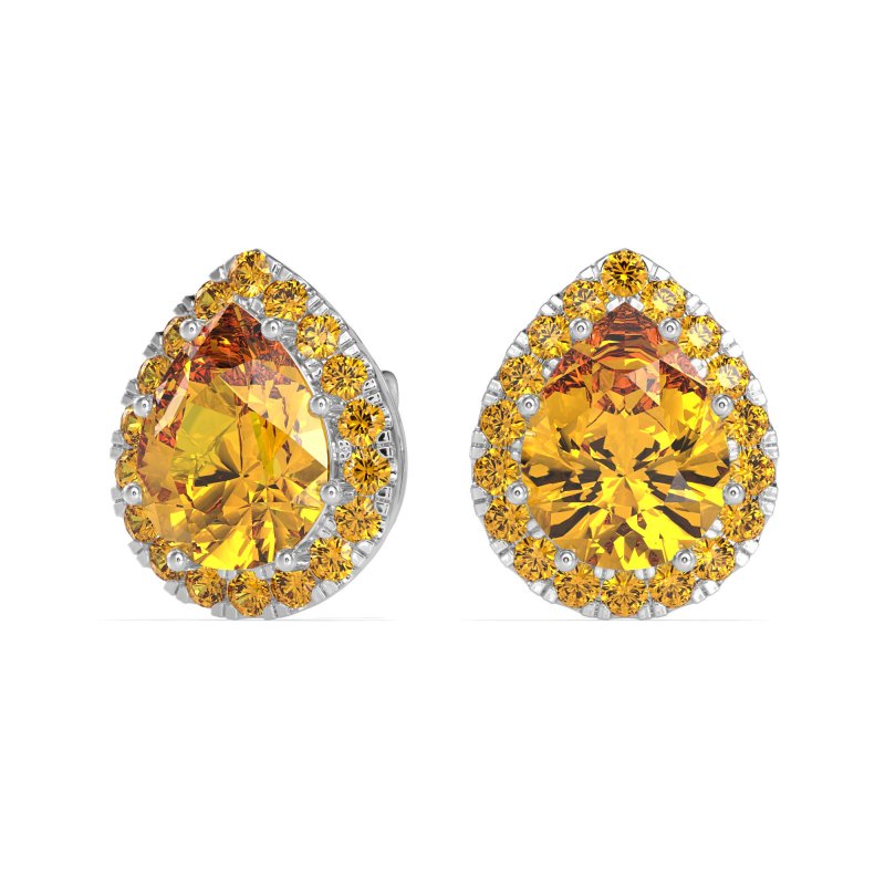 Classic Pear shape Halo Stud Earrings