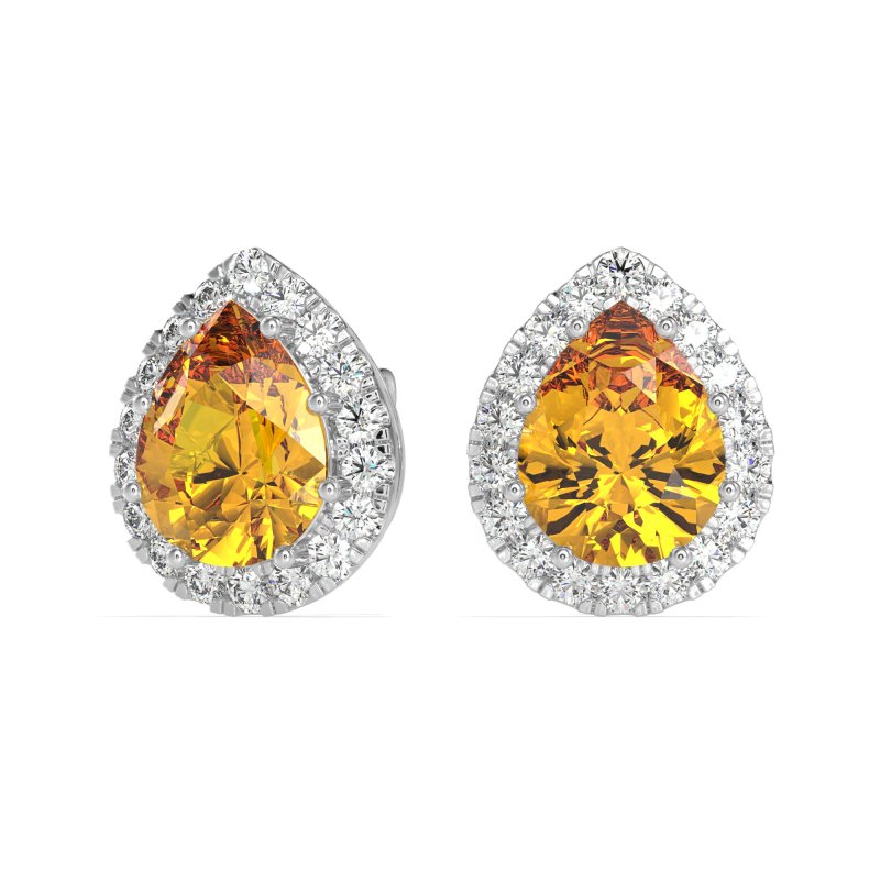 Classic Pear shape Halo Stud Earrings