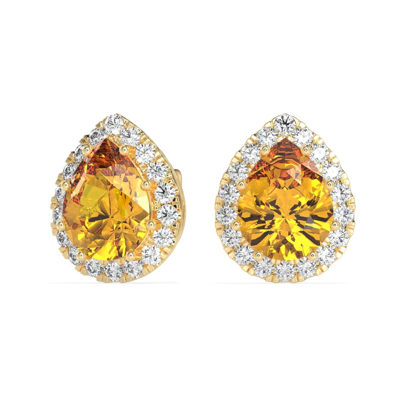 Classic Pear shape Halo Stud Earrings